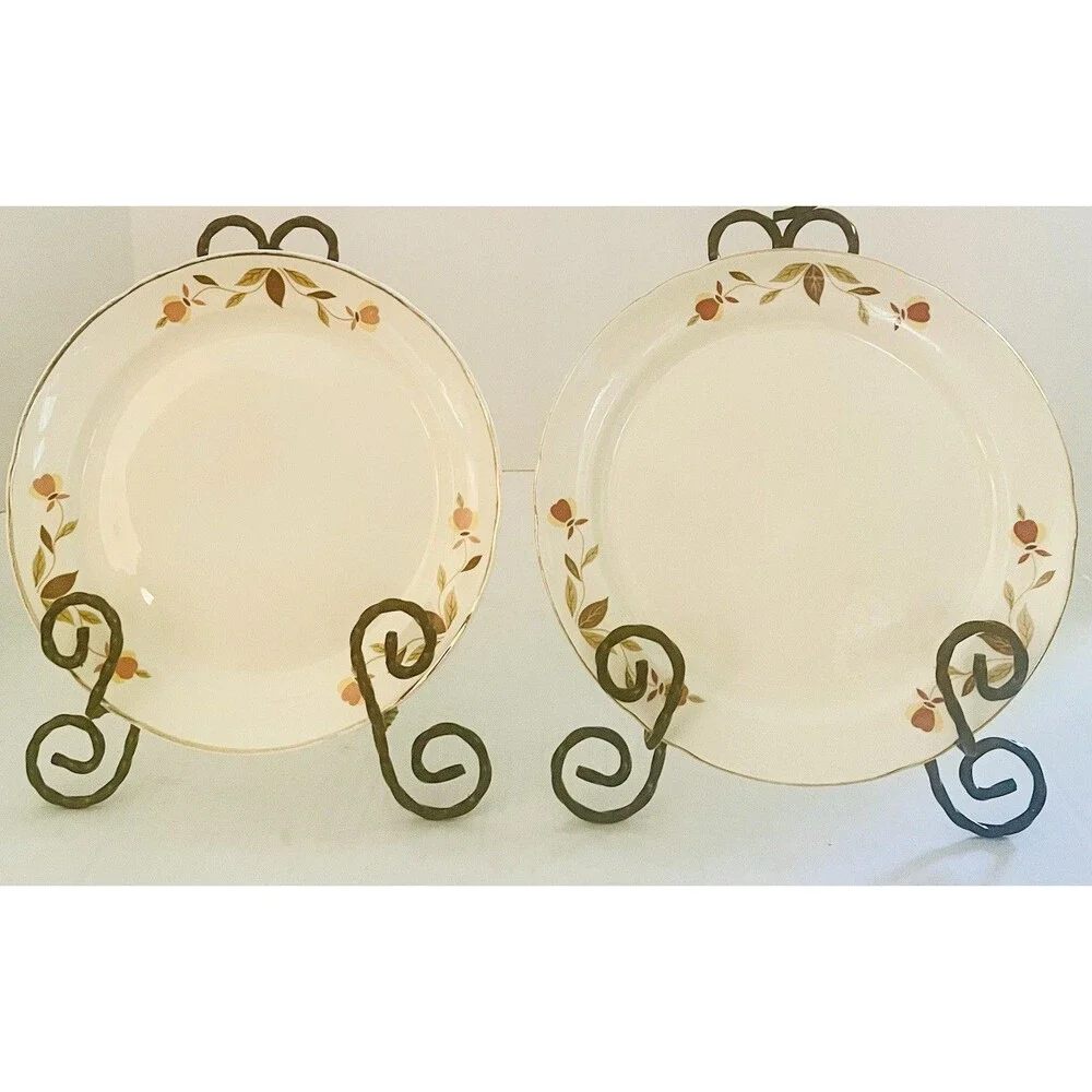Set Of 6 Vintage Hall’s Superior 9” Dinner Plates Autumn Fall 1950s USA